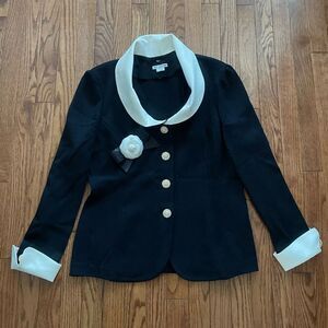 St. John Black Knit Blazer 100% Silk Women’s Sz 10